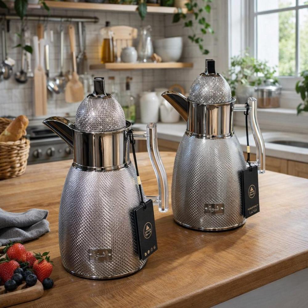 طقم ترامس شاي وقهوة بنقشة فخمة 2 قطعة – Tea & Coffee Thermos Set
