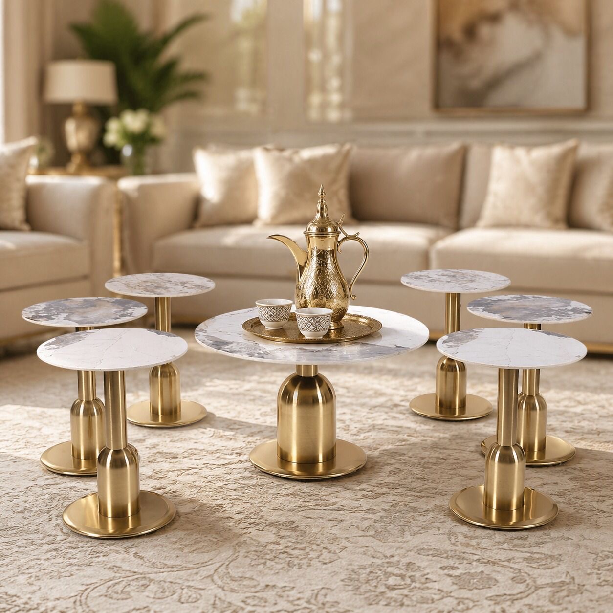 طقم طاولات قهوة وشاي مكون من 7 قطع – Modern Table