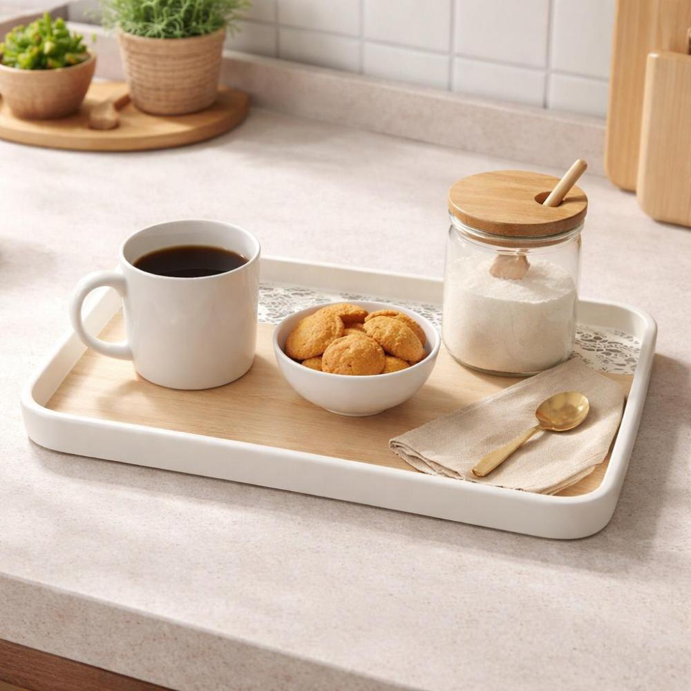 تباسي مفرد منقوش بتصميم أنيق للضيافة – Luxury Serving Tray