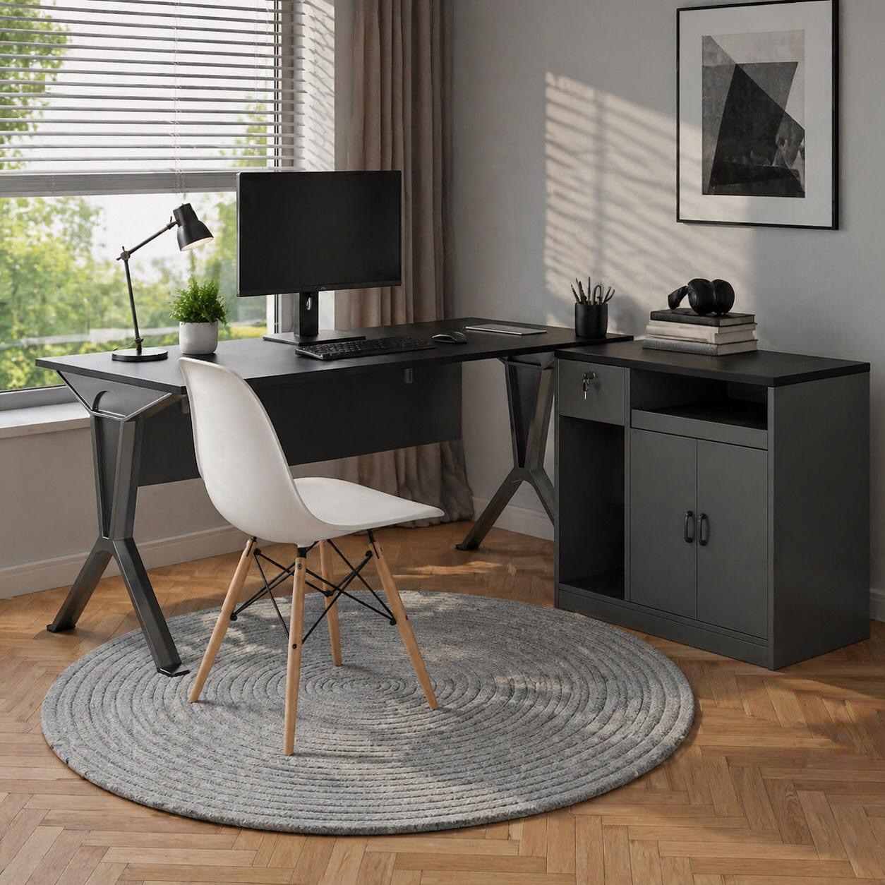 مكتب عمل حديث (Workstation) – Modern Wooden Desk