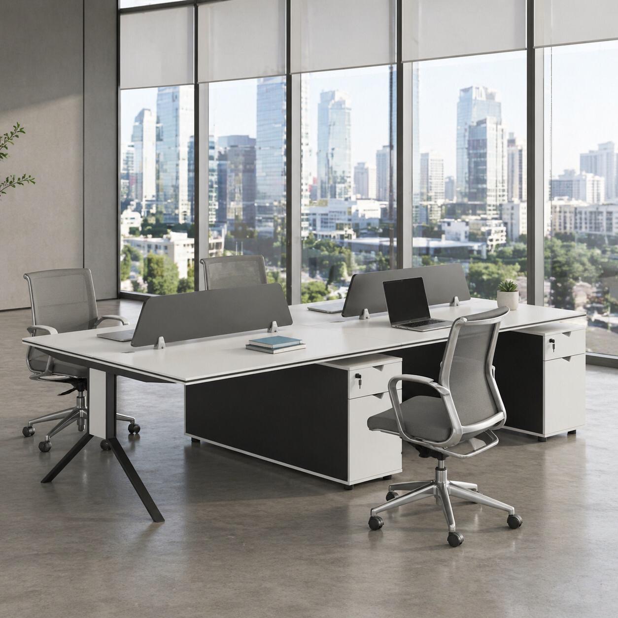 مكتب عمل جماعي (Workstation – Modern Wooden Desk