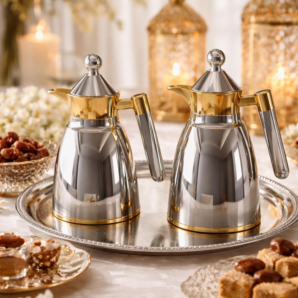 طقم٢ ترمس شاي وقهوة - ١ لتر - خامات متينة – Tea & Coffee Thermos