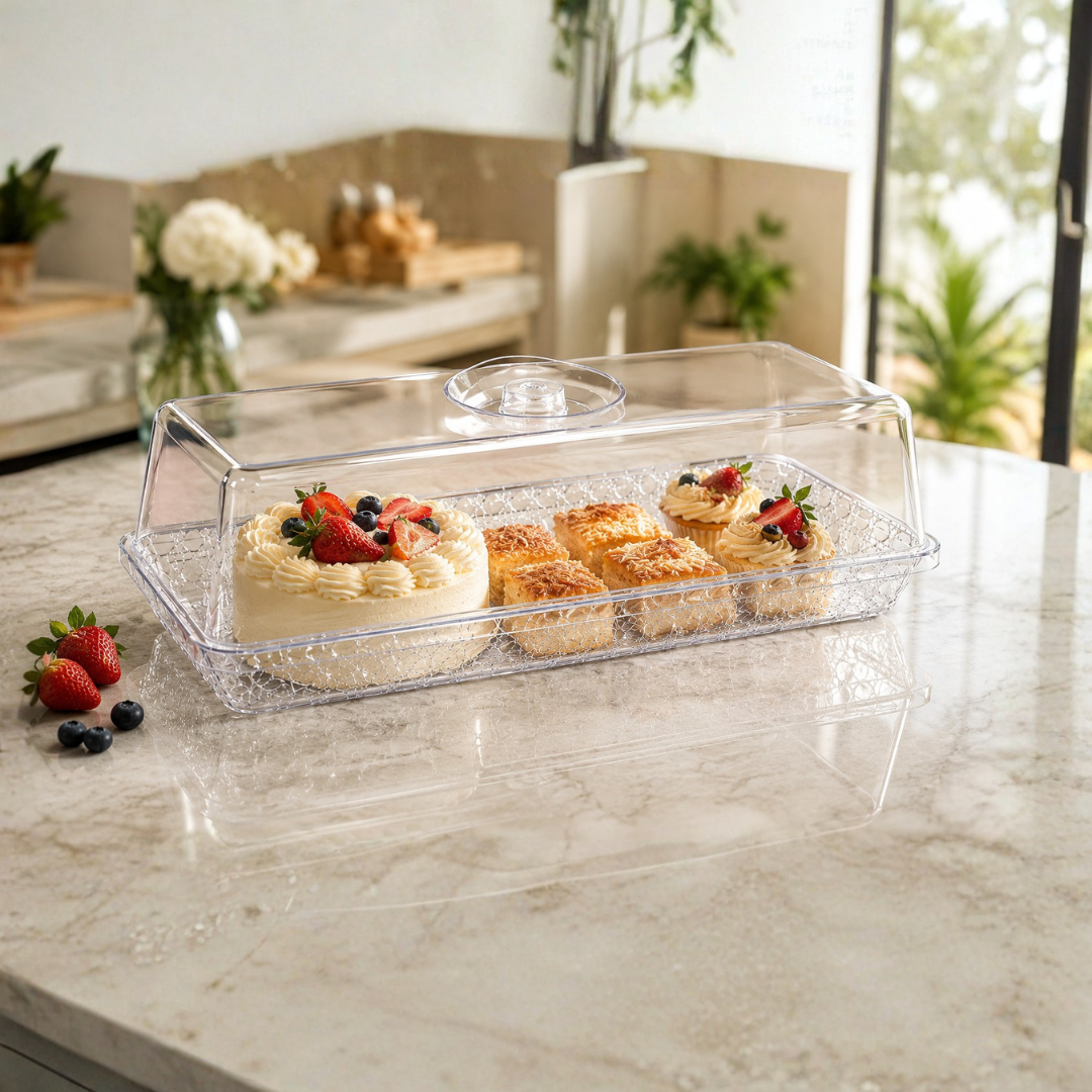 صحن تقديم وكيك أكريليك شفاف متعدد الاستخدامات – Clear Acrylic Multi-Us