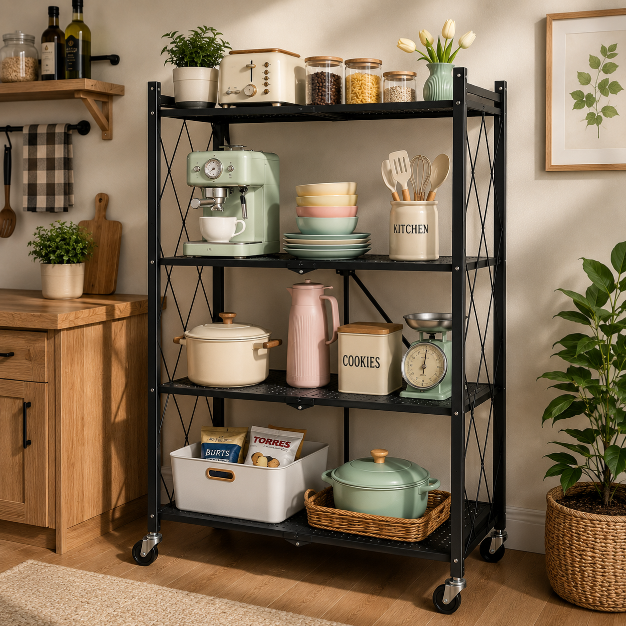 منضم   4  أدوار قابل للطي – تصميم عملي وأنيق للمساحات العصرية – 4-Tier