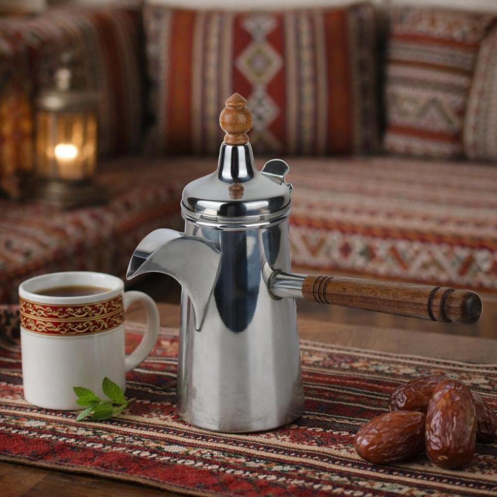 دلة قهوة عربية ستانلس - يد خشب - تصميم عملي – Arabic Stainless Steel D