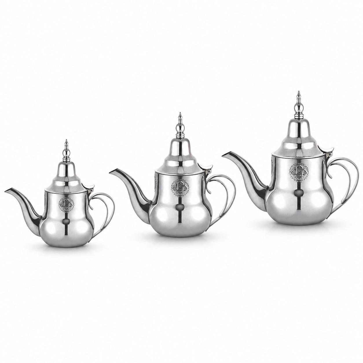 طقم أباريق الشاي المغربية الفاخرة - ستانلس ستيل مصقول (3 قطع) – Luxury