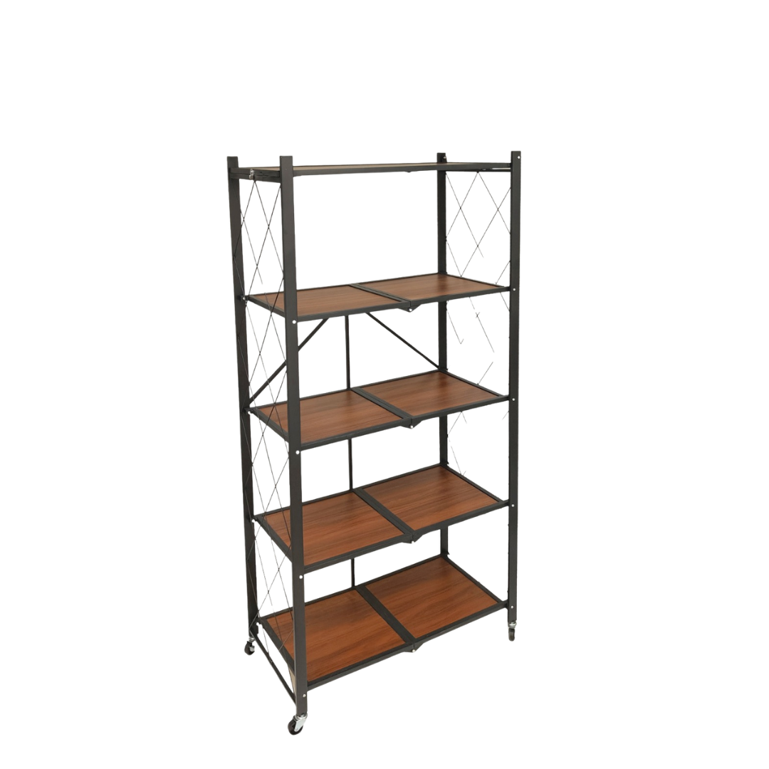رف تخزين 5 دور قابل للطي والحركة – 5-Tier Foldable Mobile Storage Rack