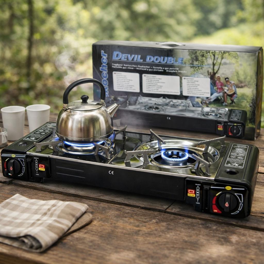 موقد غاز رحلات (2عيون) – 2-Burner Portable Camping Gas Stove