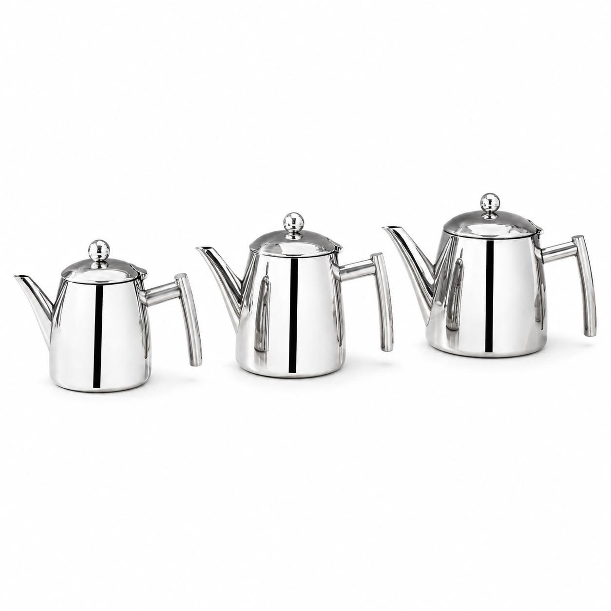 طقم أباريق شاي استل استيل 3 قطع – Stainless Steel Teapot Set – 3 Piece