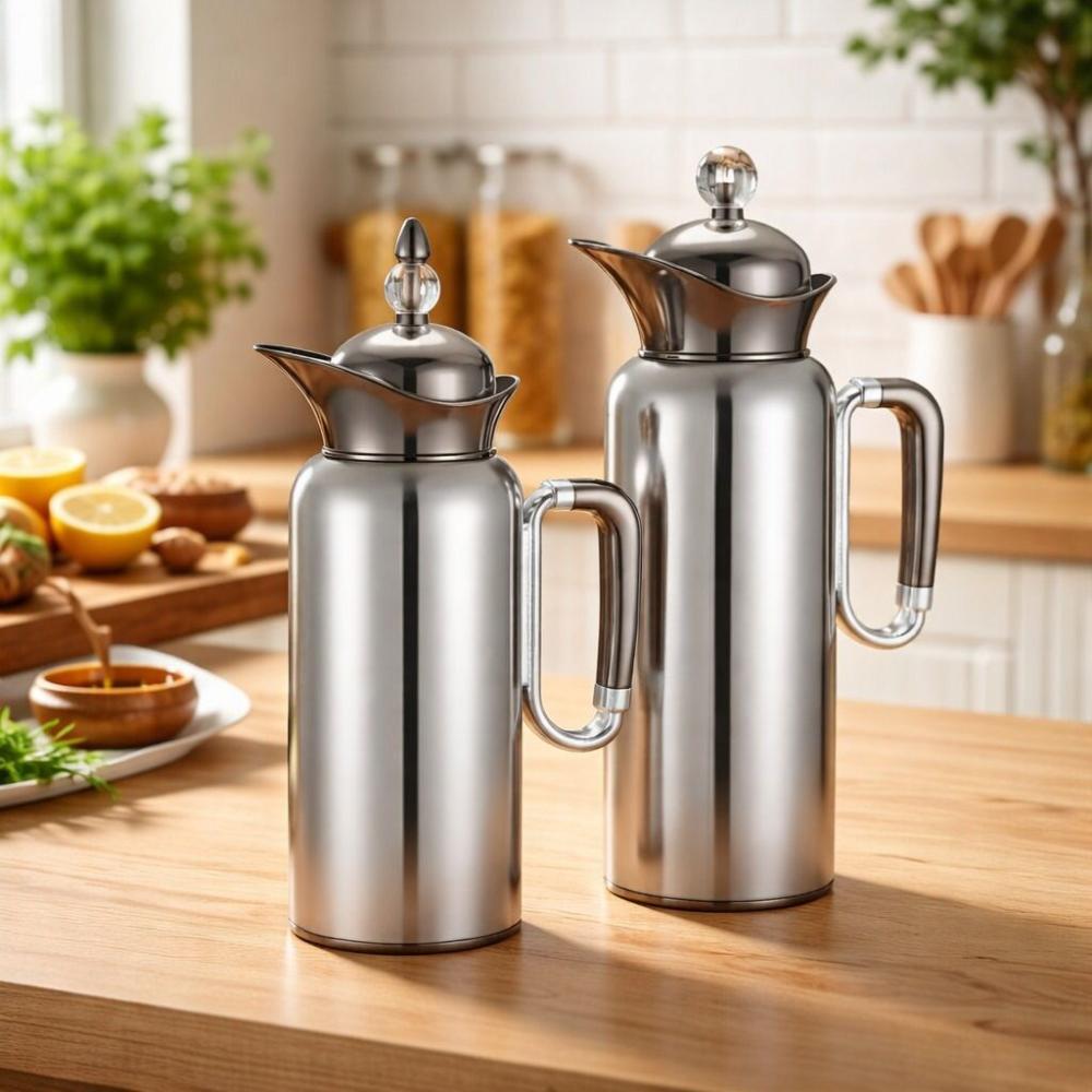 طقم ترامس شاي وقهوة - ستانلس ستيل - 2 قطعة - غطاء محكم – Tea & Coffee 