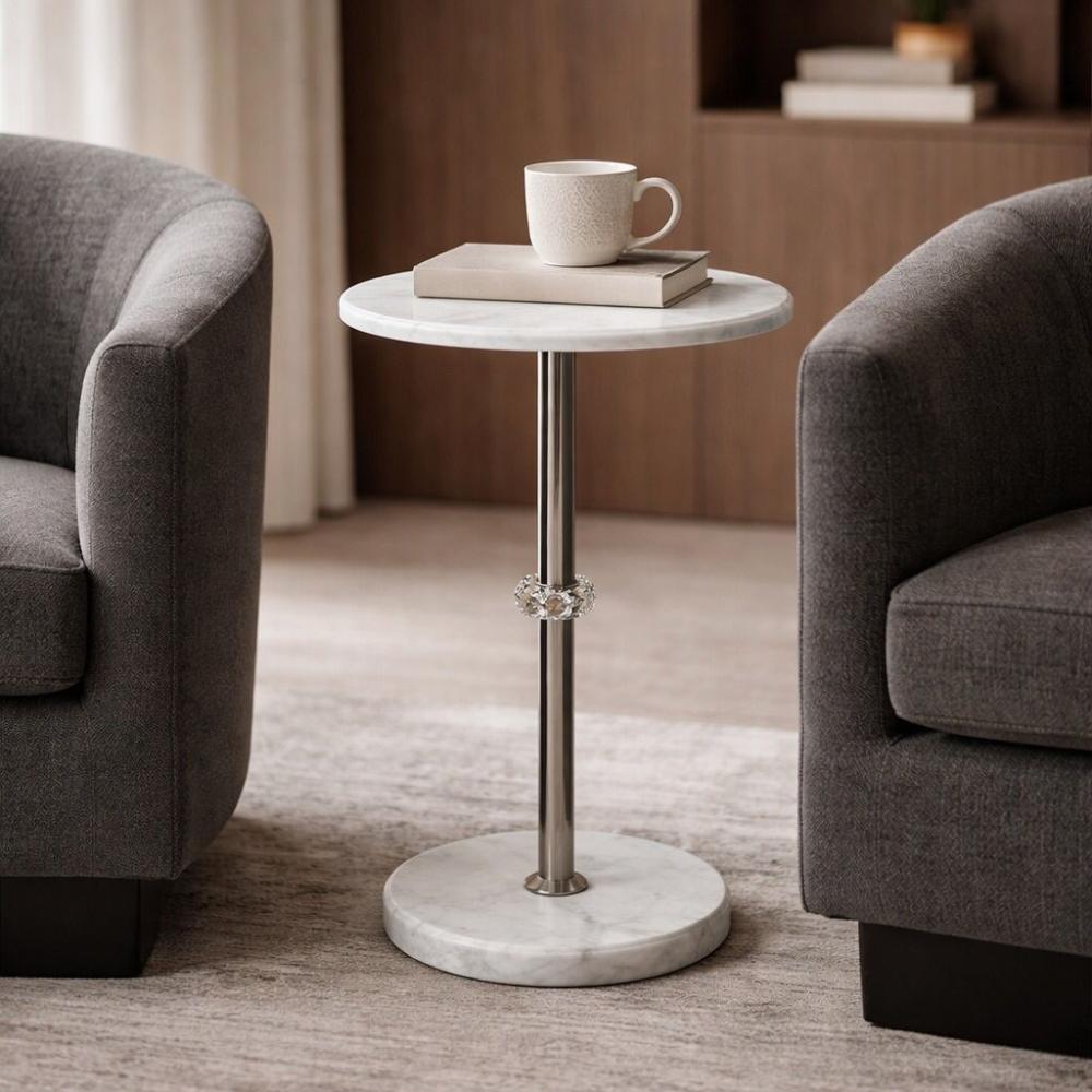 طاولة خدمة مستديرة سطح و قاعدة سيراميك مع عمود معدن – Modern Table