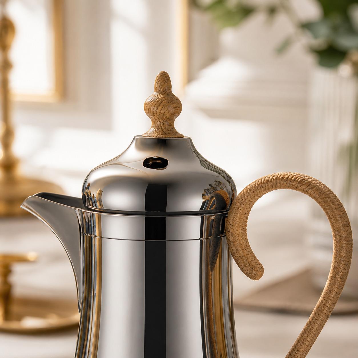 طقم ترامس (ثلاجات قهوة وشاي) لون رمادي مع ذهبي 1.0لتر لكل – Tea & Coff