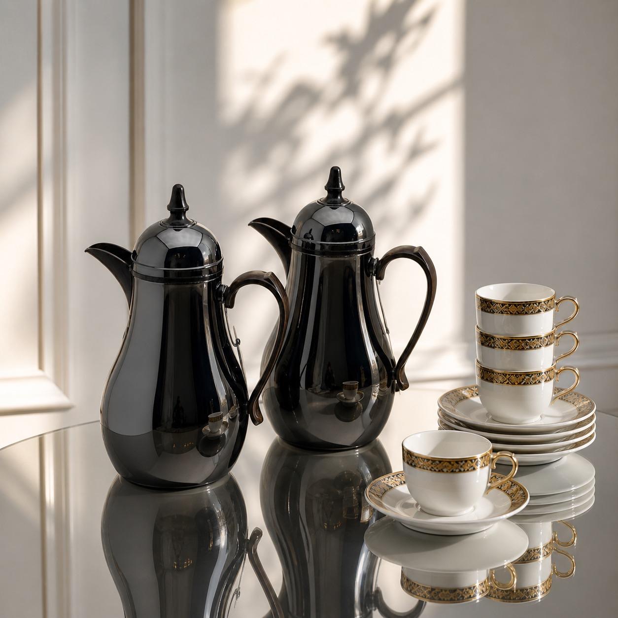 طقم ترامس فاخر بتصميم ملكي – لمسة أناقة لضيافتك – Tea & Coffee Thermos