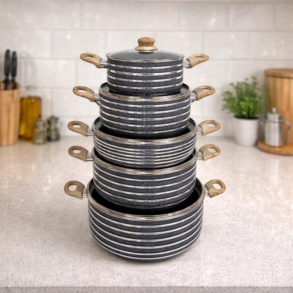 طقم قدور 10 قطع - تصميم عملي للاستخدام اليومي – Stainless Steel Cookwa