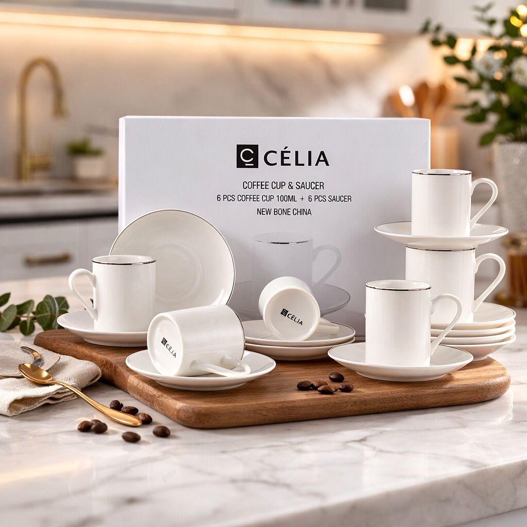 طقم فناجين قهوة 100 ملي أنيق وعصري من العلامة – Porcelain Coffee Cup S