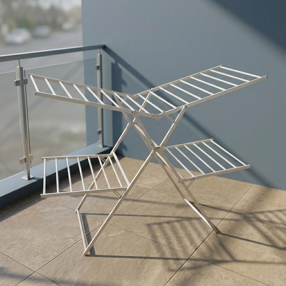 منشر ملابس - 2 دور - خامات متينة للاستخدام اليومي – Metal Clothes Rack
