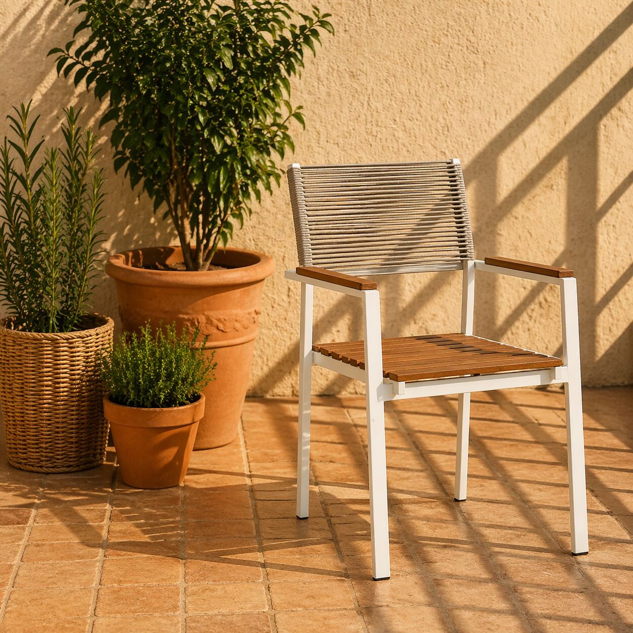 كرسي خارجي - أبيض وبيج – Outdoor Chair - Beige