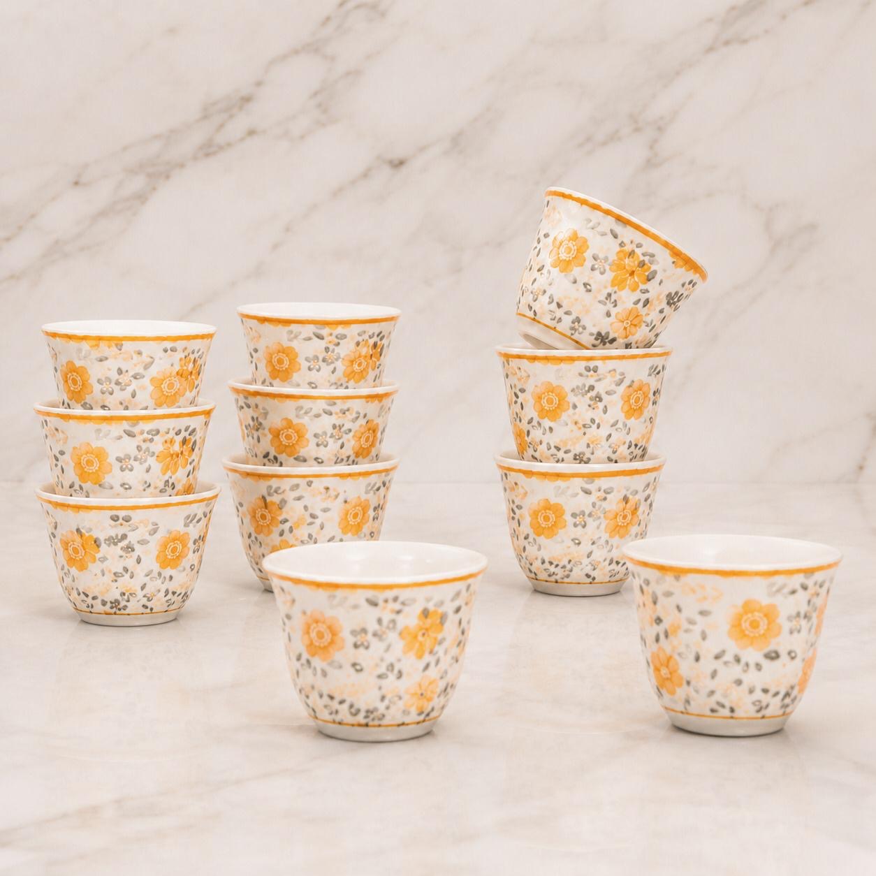 طقم فناجين قهوة عربية منقوشة - 12 قطعة – Arabic Engraved Coffee Cup Se