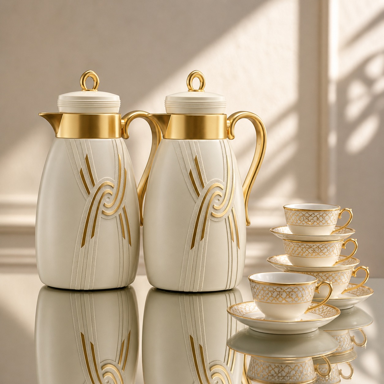طقم ترامس شاي وقهوة فاخر | لافيرا هوم – – Luxury Tea & Coffee Thermos 