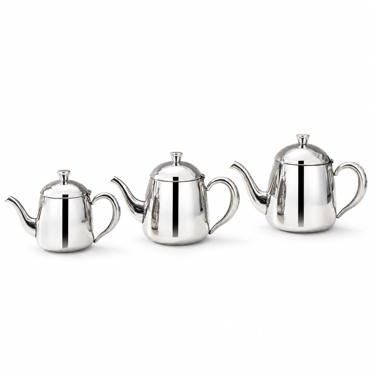 طقم أباريق شاي استل استيل 3 قطع – – Stainless Steel Teapot Set – 3 Pie