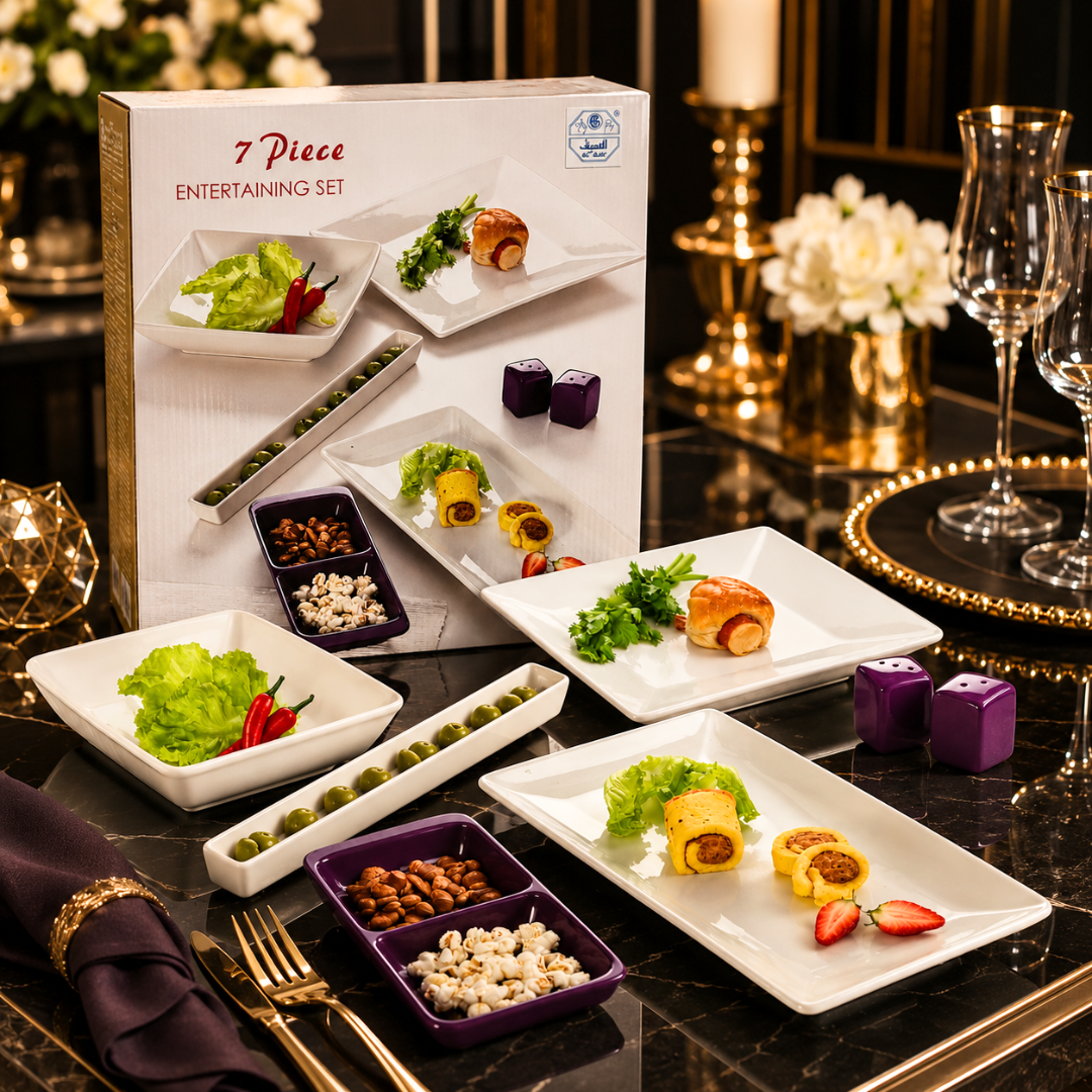 طقم سفرة بورسلان فاخر – 7 قطع | لافيرا هوم – – Luxury Porcelain Dinner