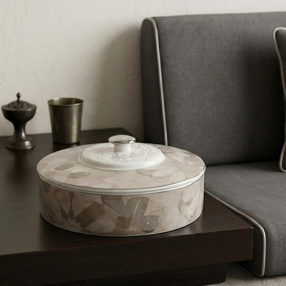 تمرية بورسلين بتصميم منقوش مع غطاء لون بيج – Porcelain Date Bowl - Bei