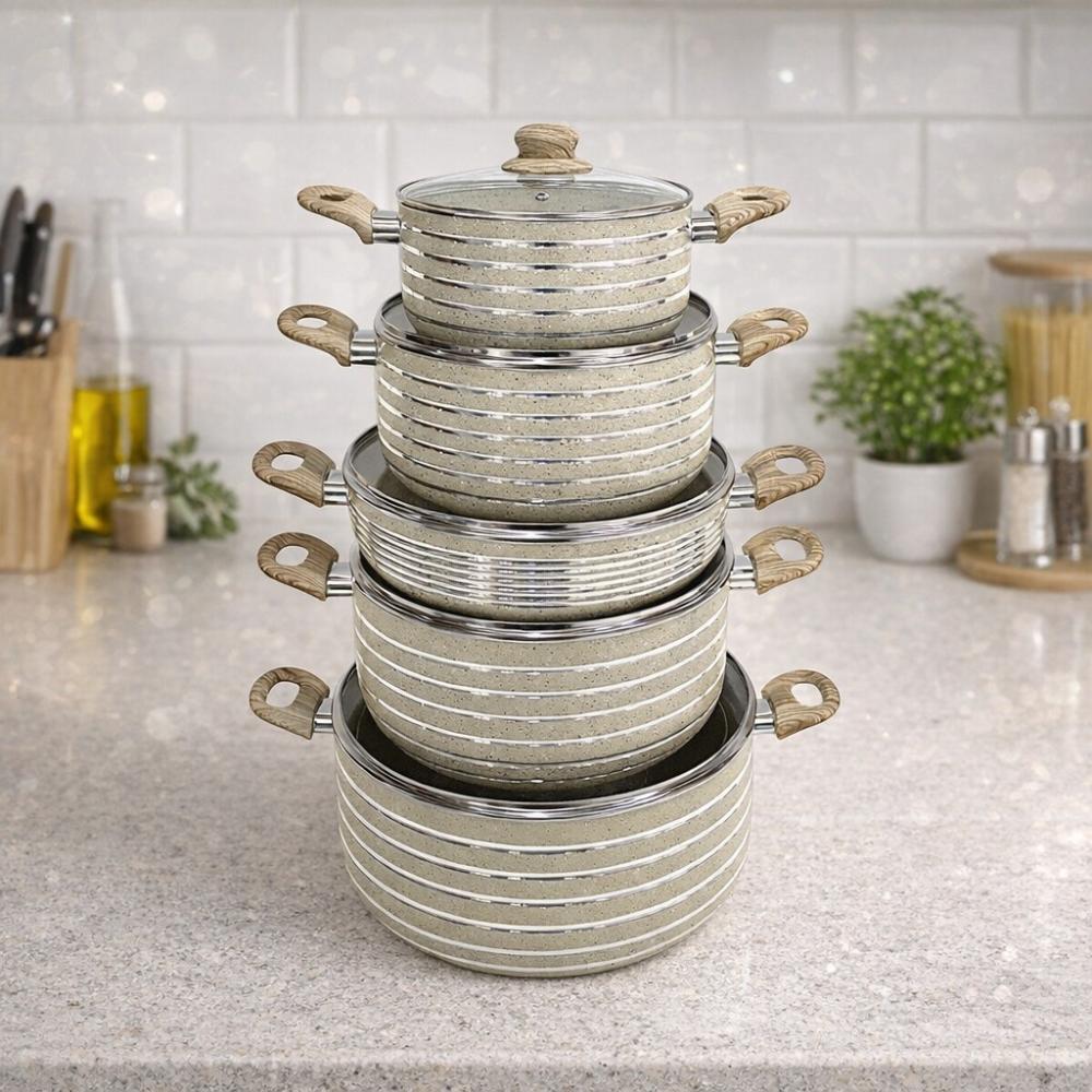 طقم قدور 10 قطع - تصميم عملي للاستخدام اليومي – Stainless Steel Cookwa