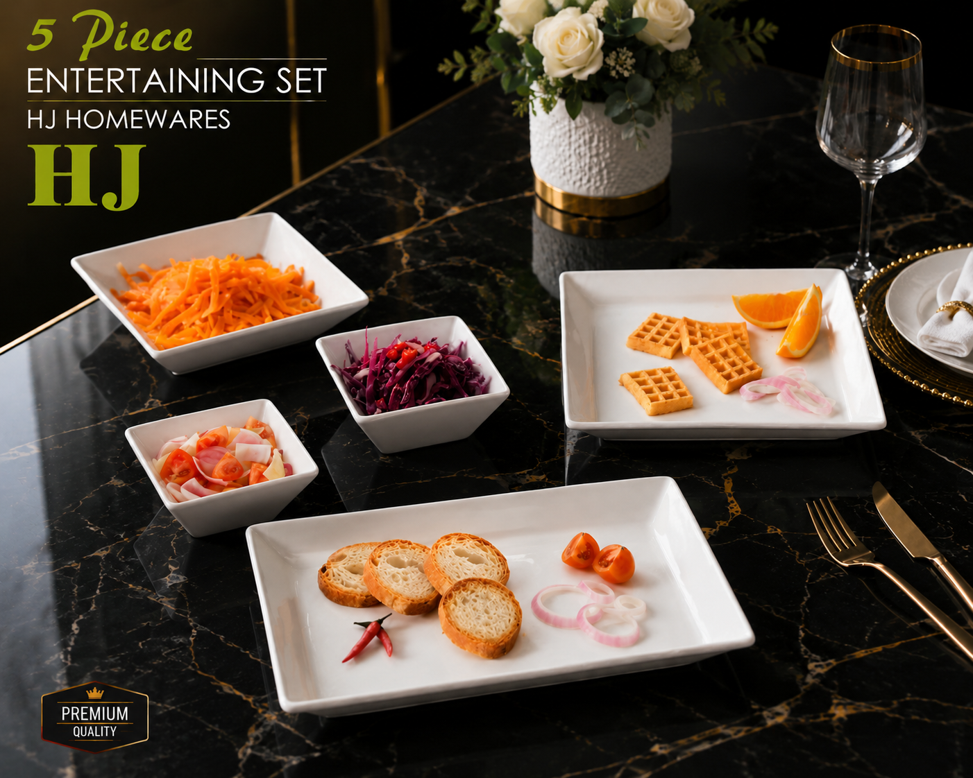 طقم سفرة بورسلان فاخر – 5 قطع | لافيرا هوم – Luxury Porcelain Dinnerwa