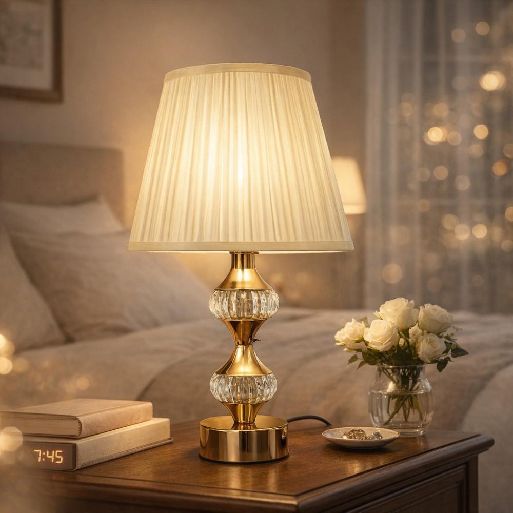 اباجورة كريستال- قاعدة معدن - تصميم متناسق مع فخامة ورقي – Modern Lamp