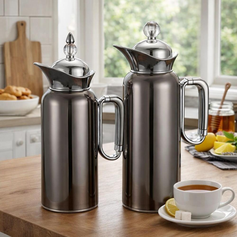 طقم ترامس شاي وقهوة - ستانلس ستيل - 2 قطعة - غطاء محكم – Tea & Coffee 