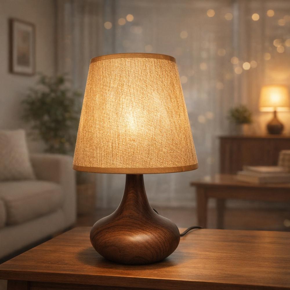 أباجورة بقاعدة خشبية - مظهر مميز وجذاب – Modern Lampshade