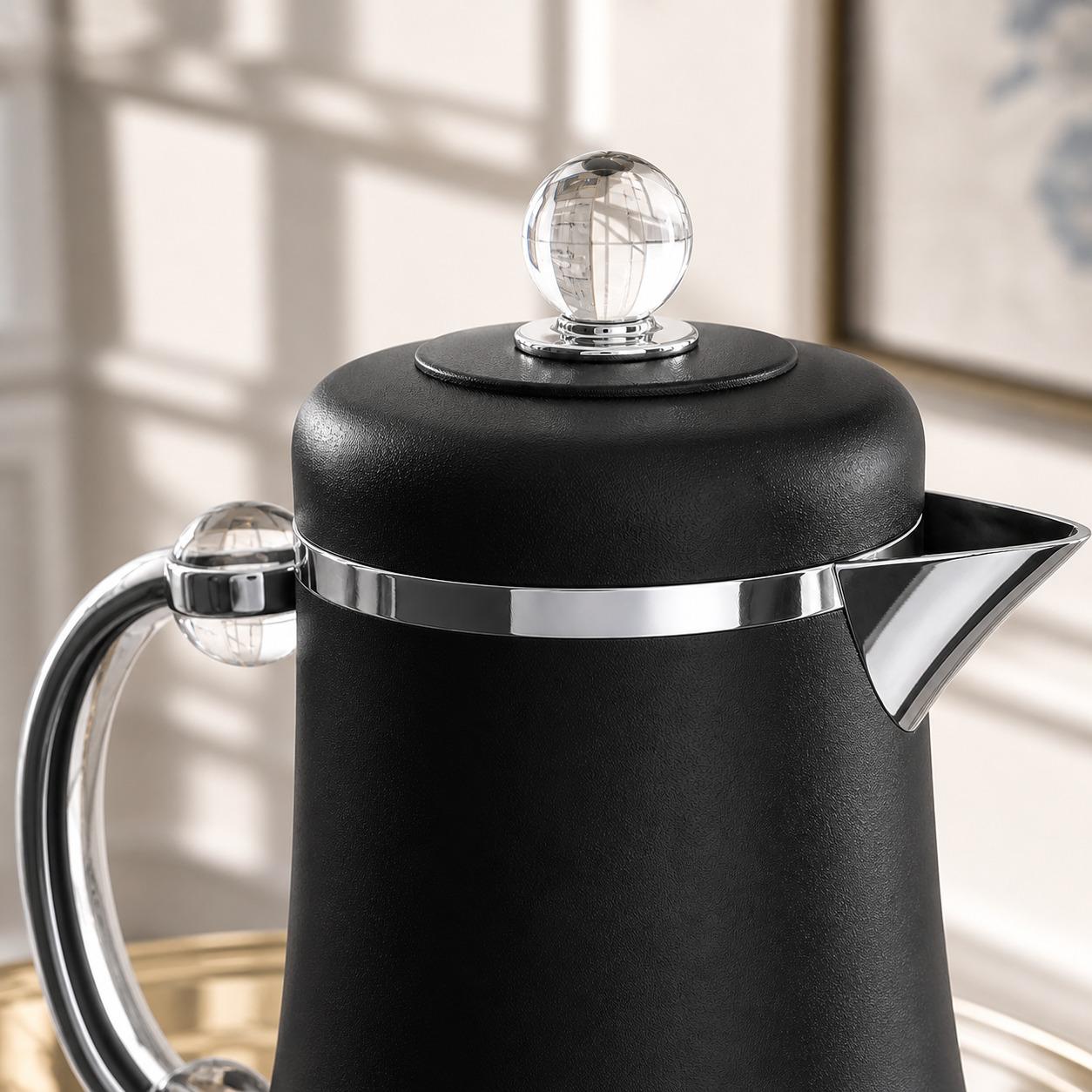 طقم ترامس (ثلاجات قهوة وشاي) لون اسود مع فضي 1.0 لتر – Tea & Coffee Th