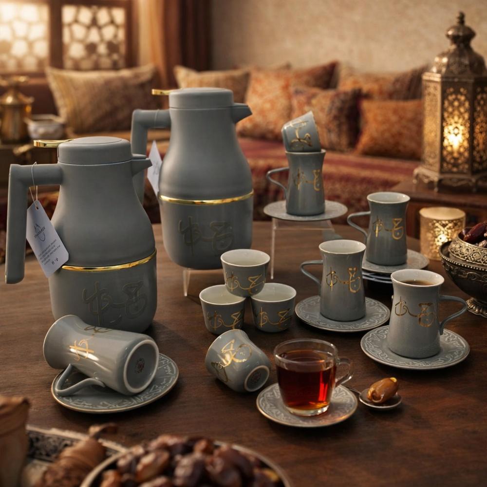 طقم شاي وقهوة - 20 قطعة - يناسب المجالس والتجمعات العائلية – Porcelain
