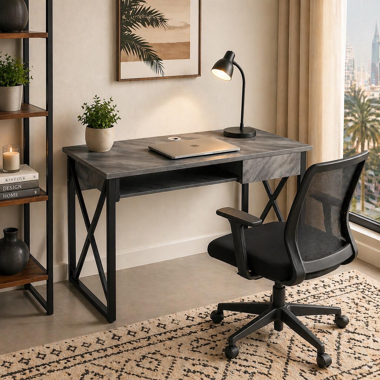 مكتب دراسة وعمل خشبي رمادي - 120 سم – Modern Wooden Desk - Grey