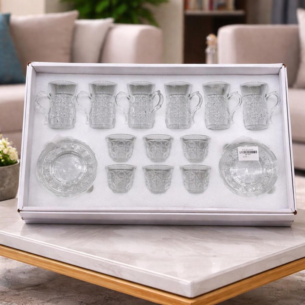 طقم فناجين وبيالات - زجاج - لتقديم القهوة والشاي-18قطعه – Porcelain Co