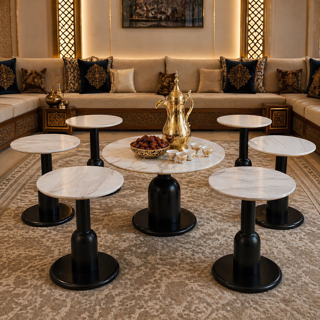 طقم طاولات قهوة وشاي مكون من 7 قطع – Modern Table
