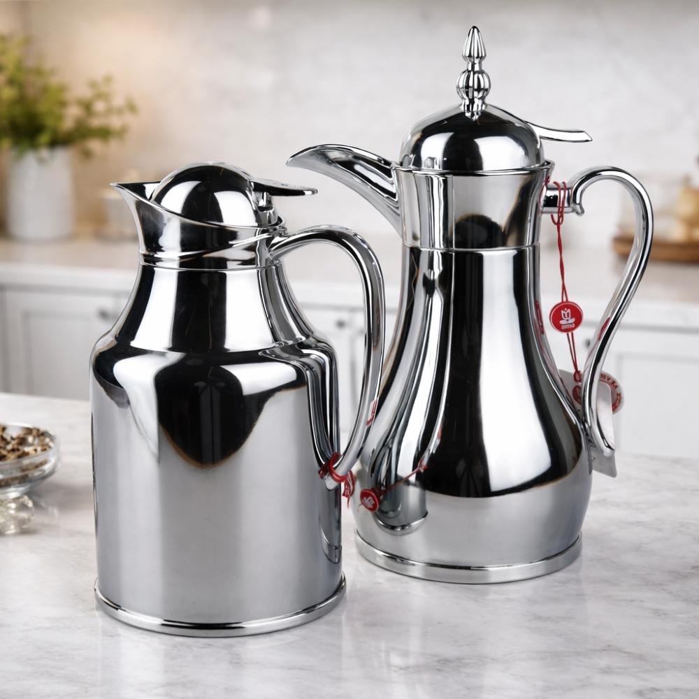 طقم 2 ترمس شاي وقهوة فضي – Tea & Coffee Thermos Set - Silver