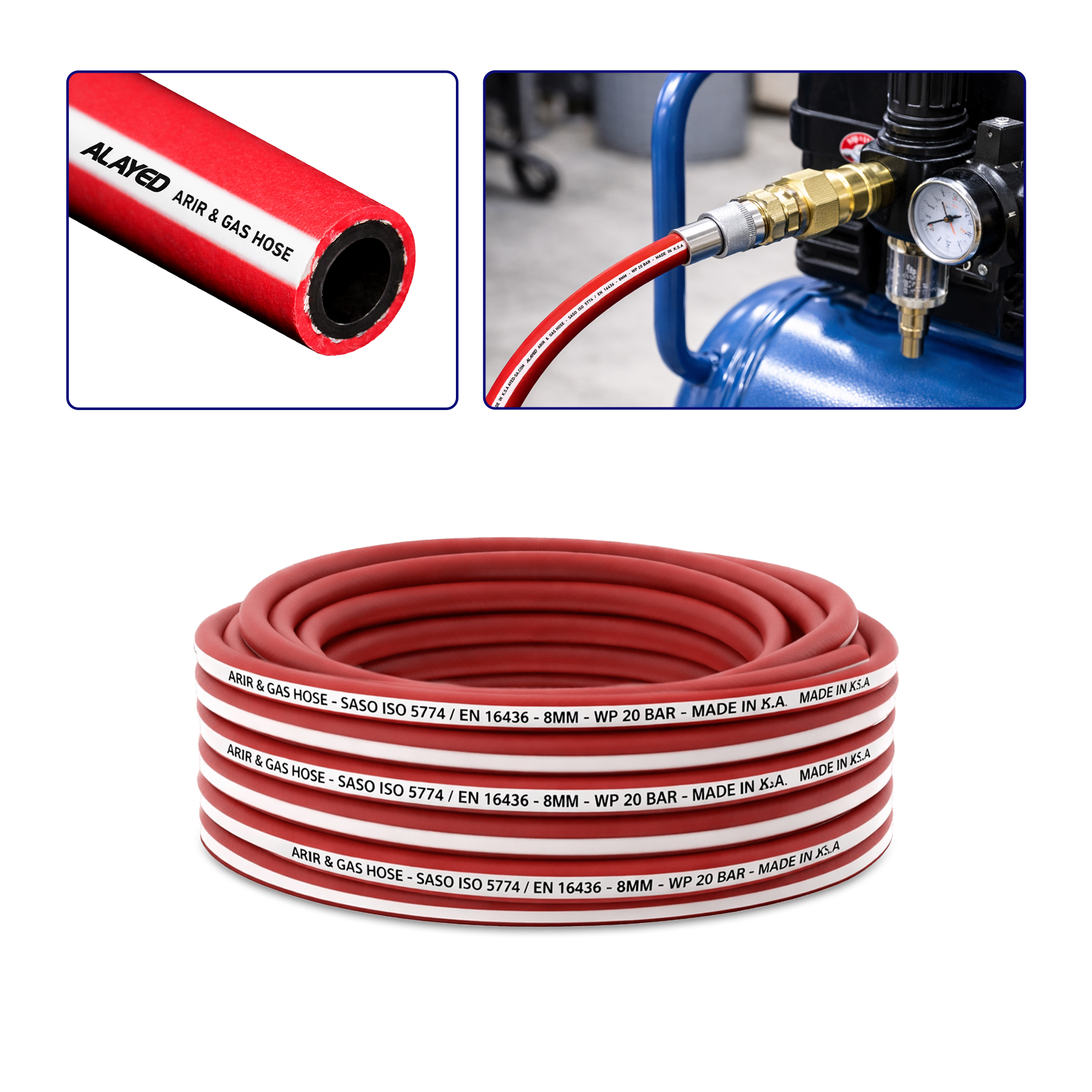 High Pressure Air & Gas Hose 15Mtr- 8mm