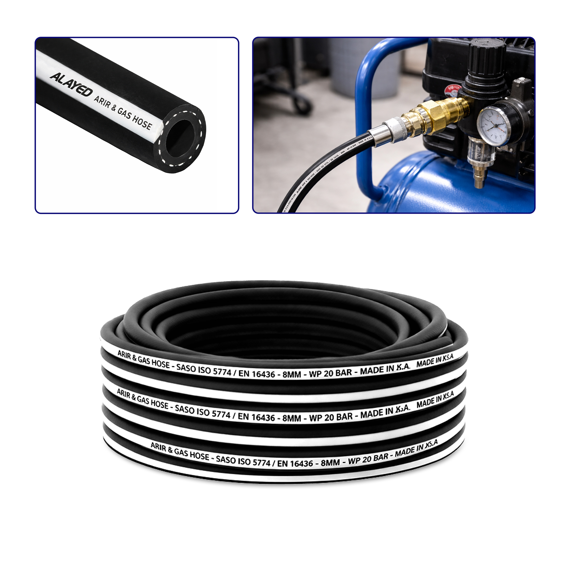 High Pressure Air & Gas Hose 8mm × 15m