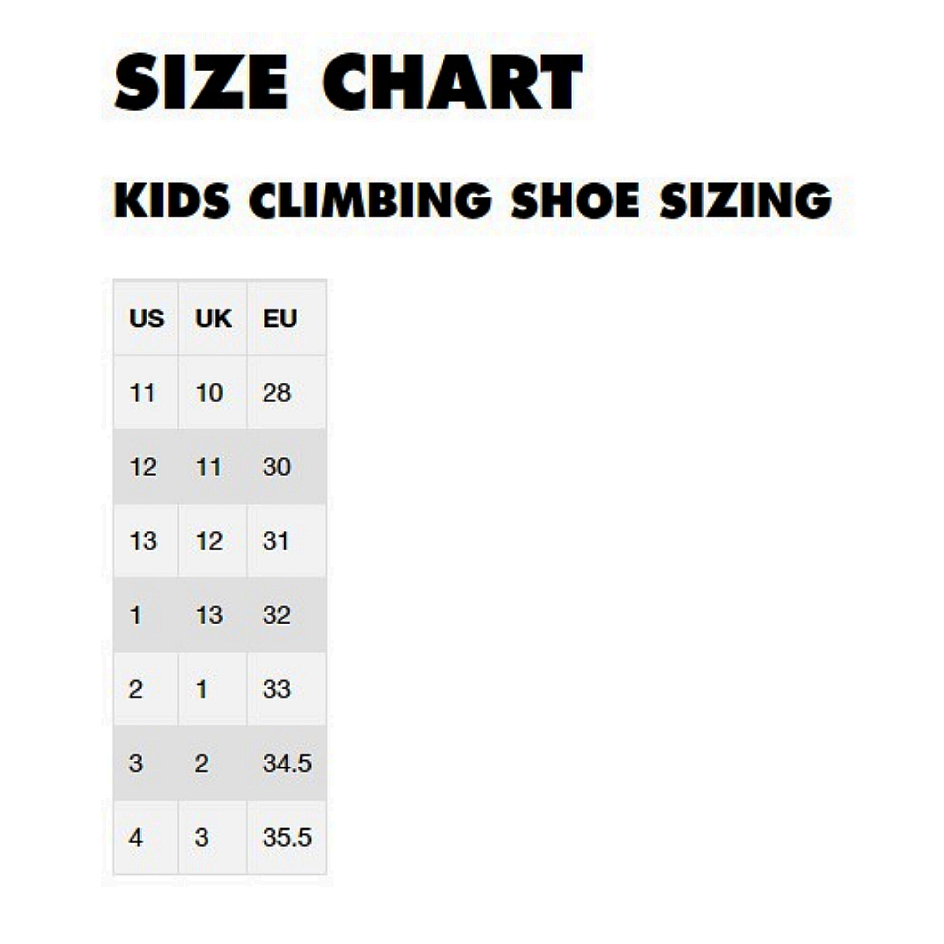 SIZE CHART