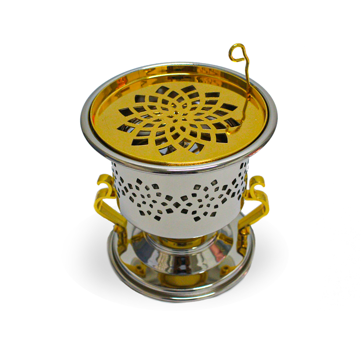 Alsaif nickel gold bakhoor burner  medium  steel body