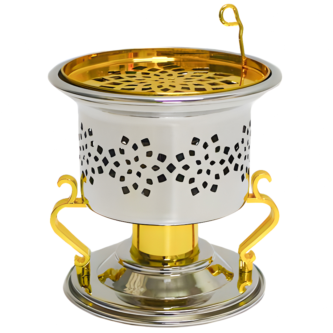 Alsaif nickel gold bakhoor burner  medium  steel body