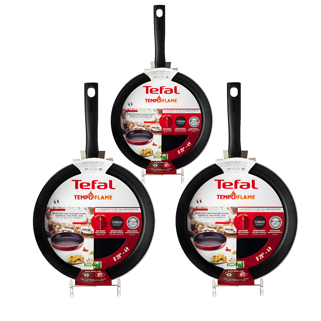 Tefal French non-stick frying pan in red  Tempoflame coating