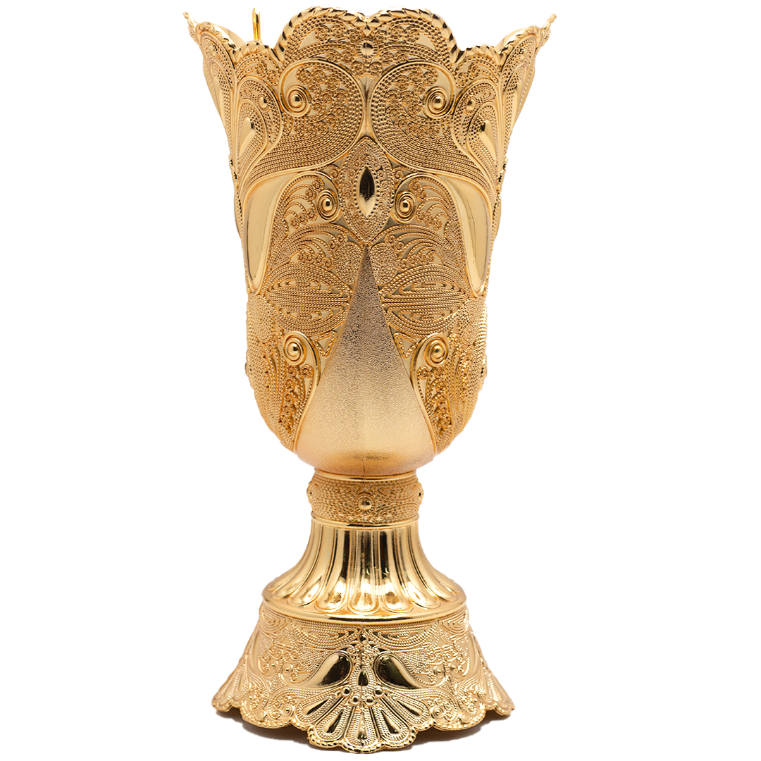 Gold crystal bakhoor burner with stable base