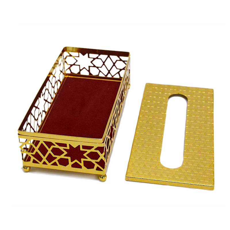 Gold trash bin with tissue box set – Alsaifworld