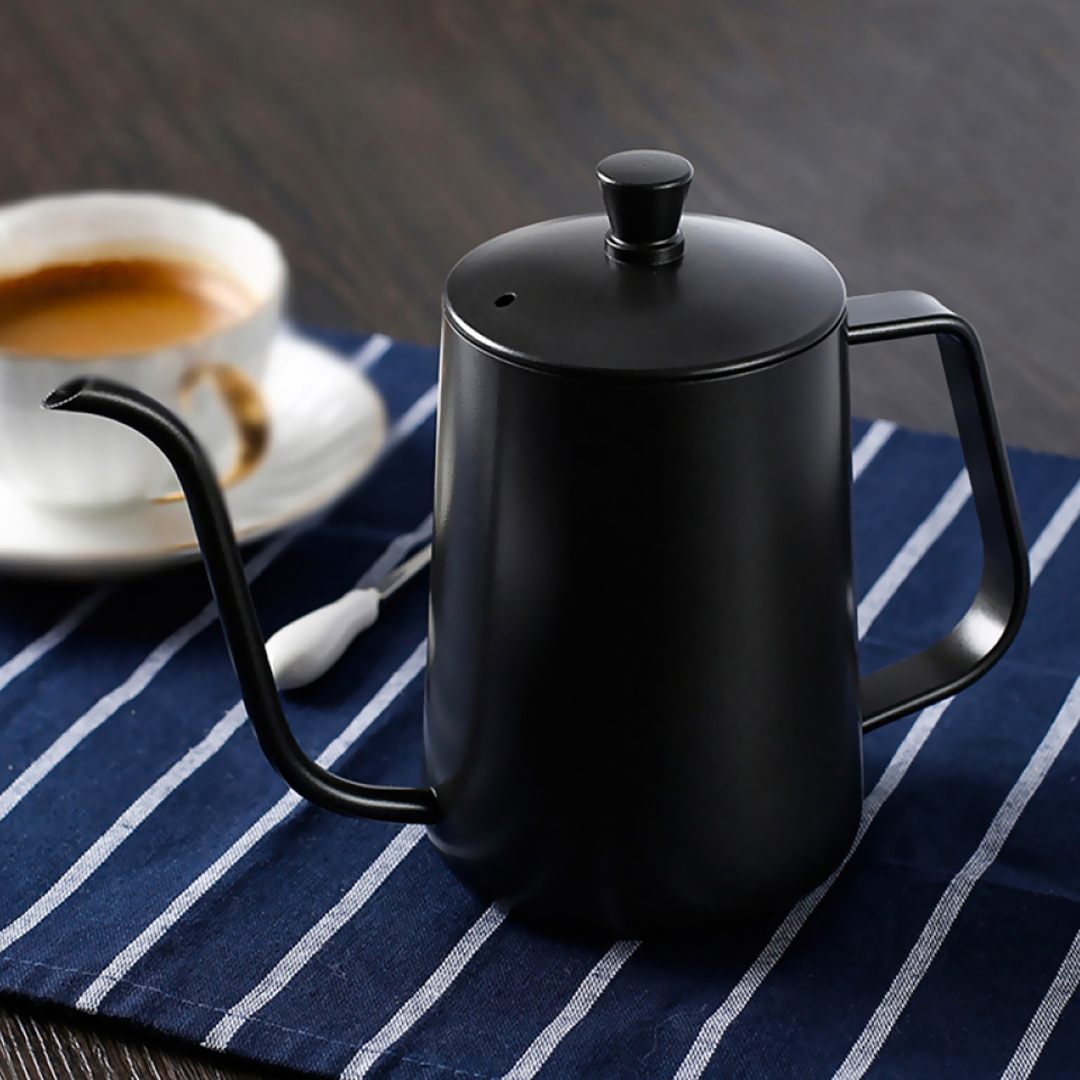 Black stainless steel pour over drip coffee kettle 300-600 ml