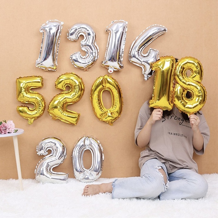 أرقام ذهبية صغيرة 16 انش  (معبأة بالهواء)