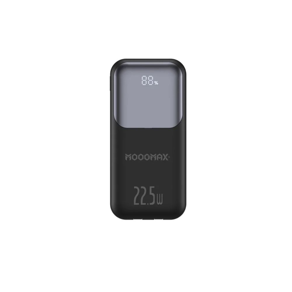 شاحن متنقل 10000 مللي امبير 22.5 واط بمنفذين PD + usb بكيبلين مدمجين PD + ايفون من موج ماكس أسود