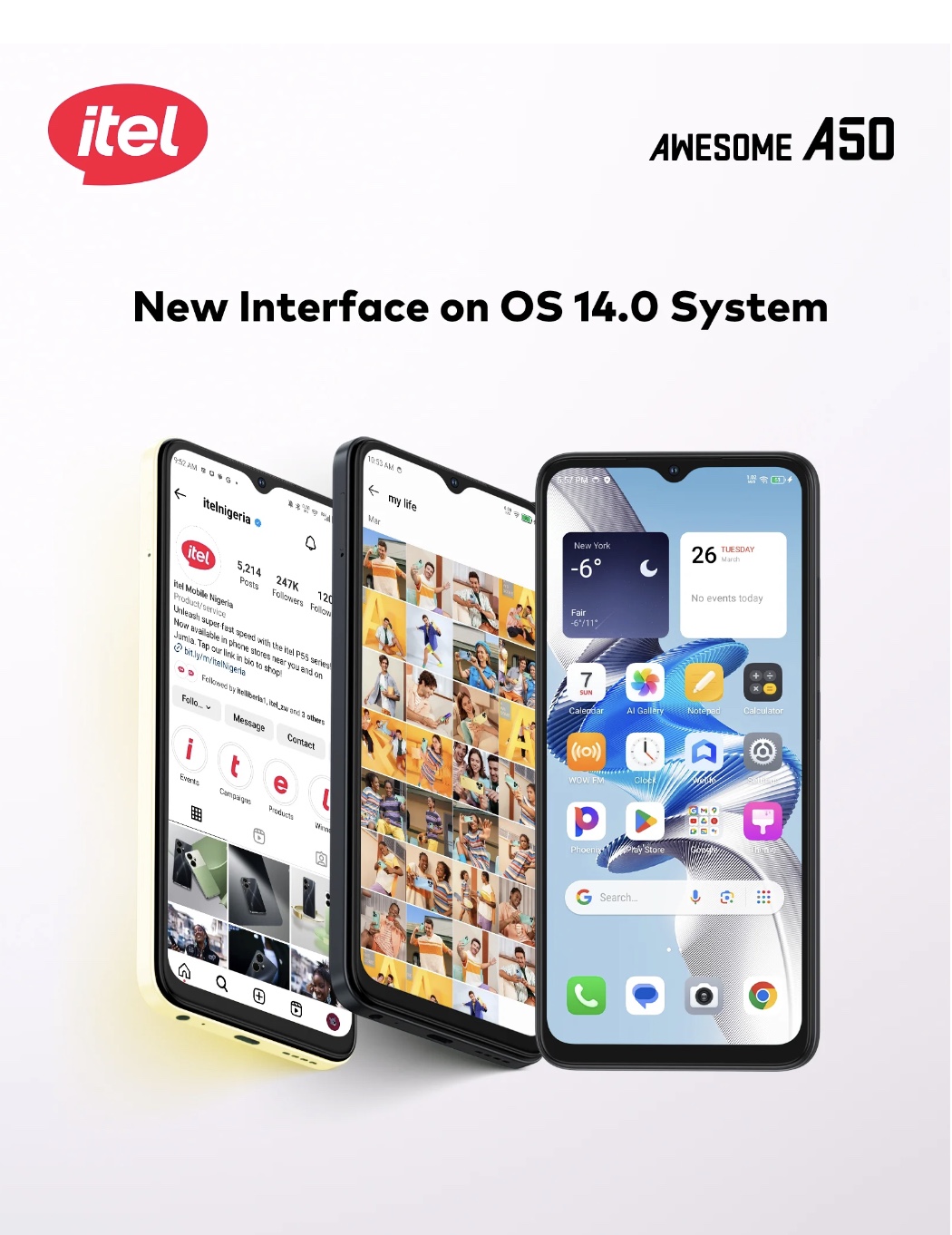 ايتل A50 ذاكرة 64 جيجا 3+5 رام 4G أسود