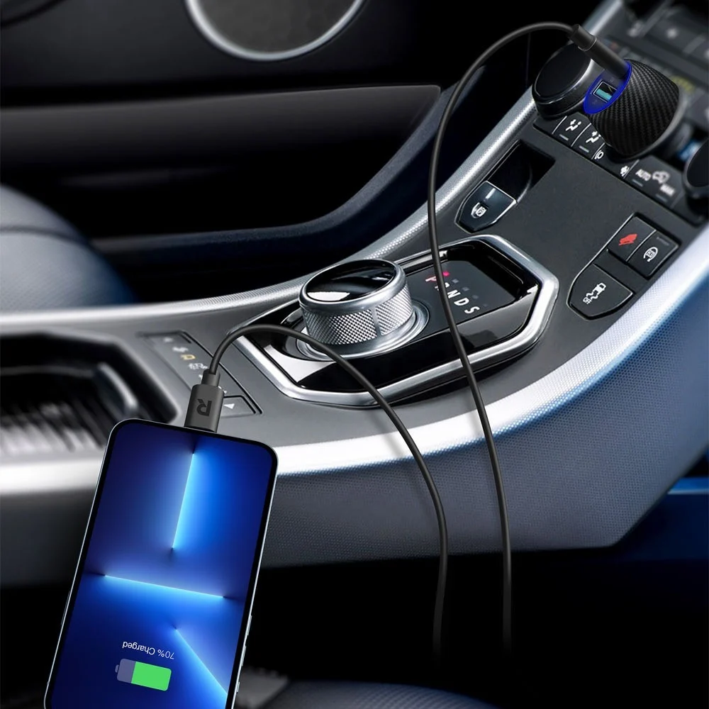 شاحن سيارة راف باور بايونير 49 واط بمنفذ USB-C ومنفذ Pd أسود